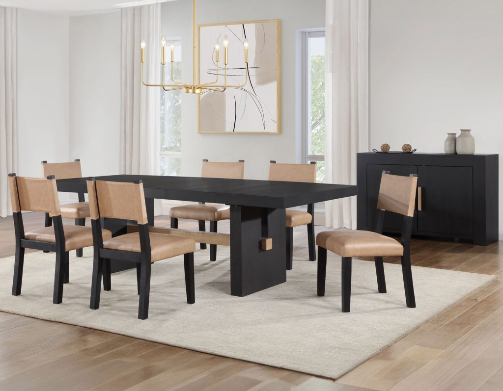 Audrey 78" Black Retangle Dining Table Set -