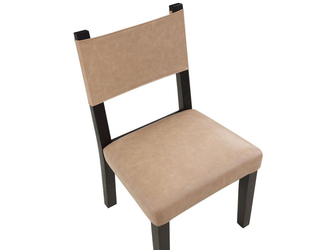 Audrey Camel Vegan Leather w/Black Wood Dining Chairs (pr) -