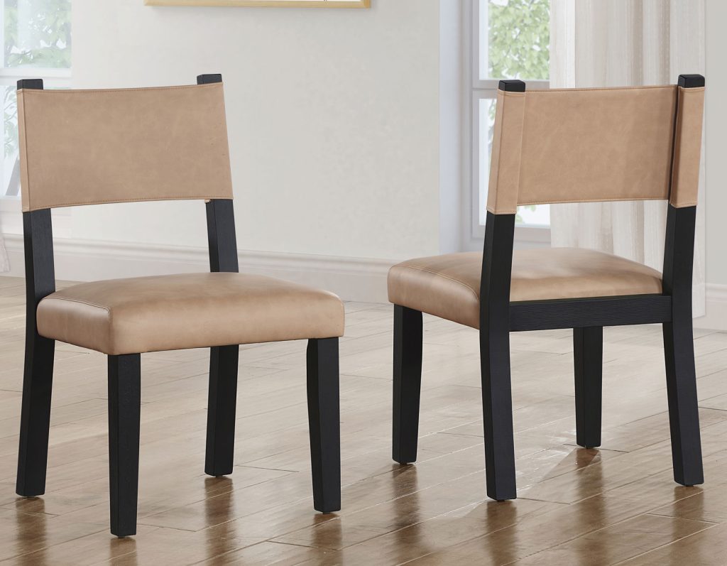 Audrey Camel Vegan Leather w/Black Wood Dining Chairs (pr) -