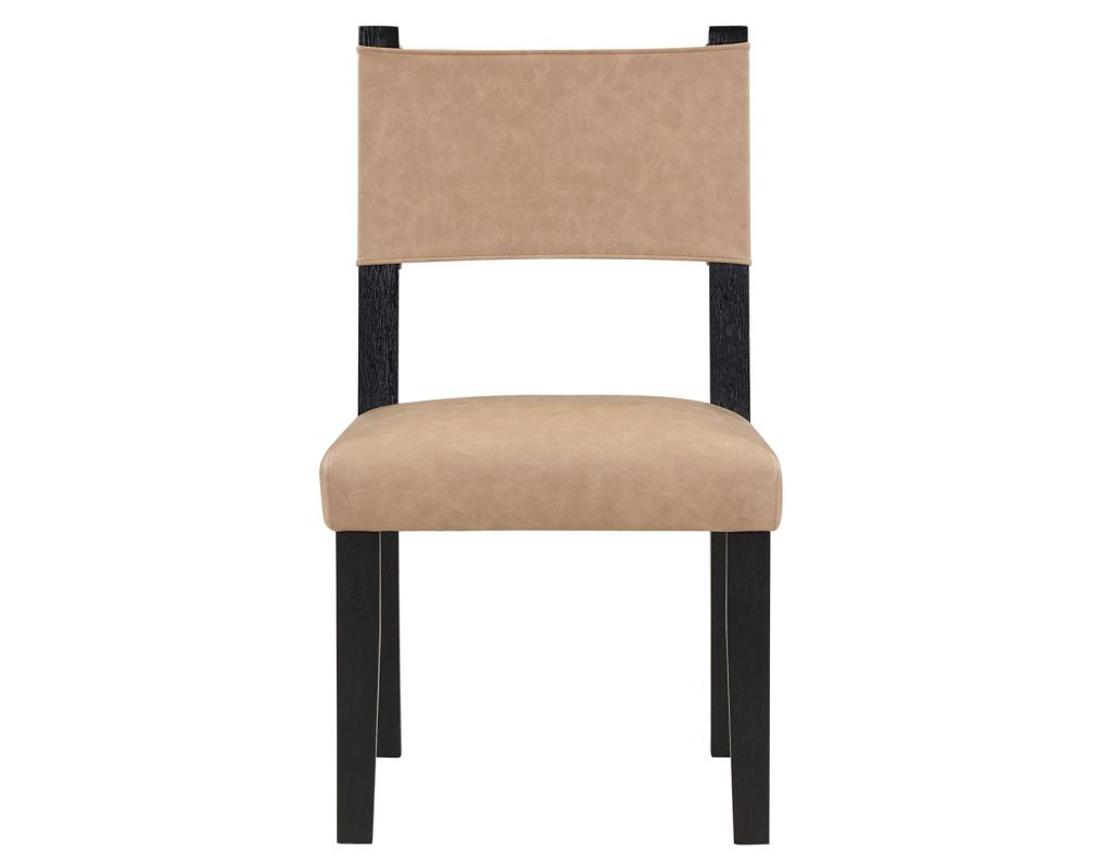 Audrey Camel Vegan Leather w/Black Wood Dining Chairs (pr) -