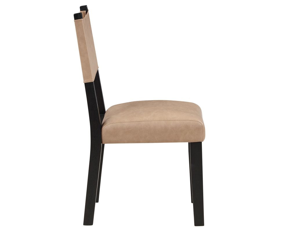 Audrey Camel Vegan Leather w/Black Wood Dining Chairs (pr) -