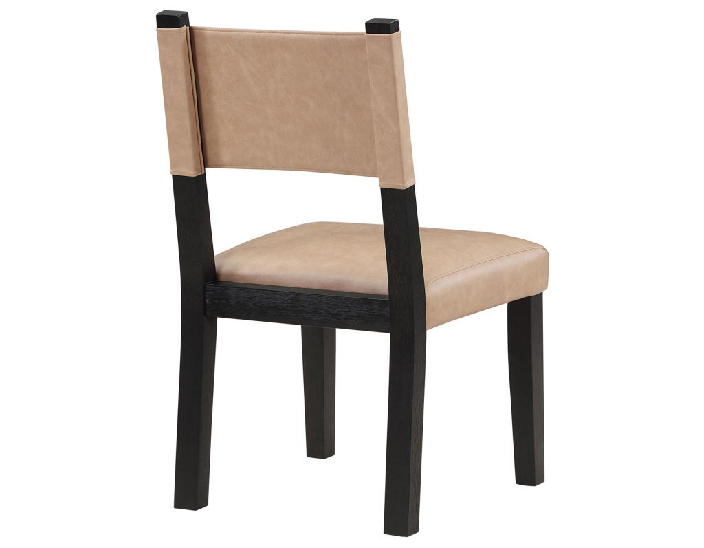 Audrey Camel Vegan Leather w/Black Wood Dining Chairs (pr) -