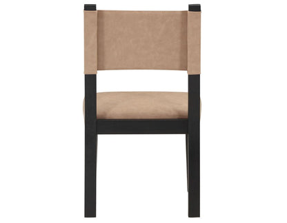 Audrey Camel Vegan Leather w/Black Wood Dining Chairs (pr) -