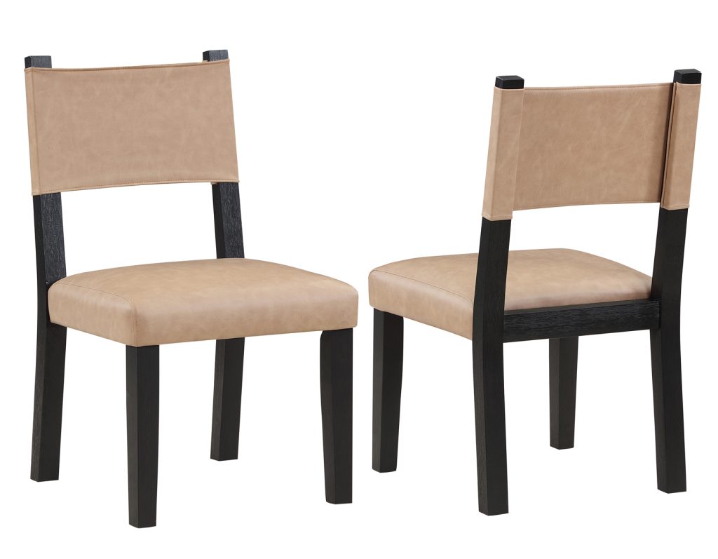 Audrey Camel Vegan Leather w/Black Wood Dining Chairs (pr) -