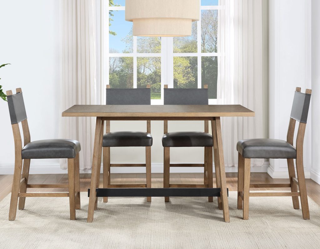 Audrey 24" Gray Vegan Leather Counter Stools (pr) -