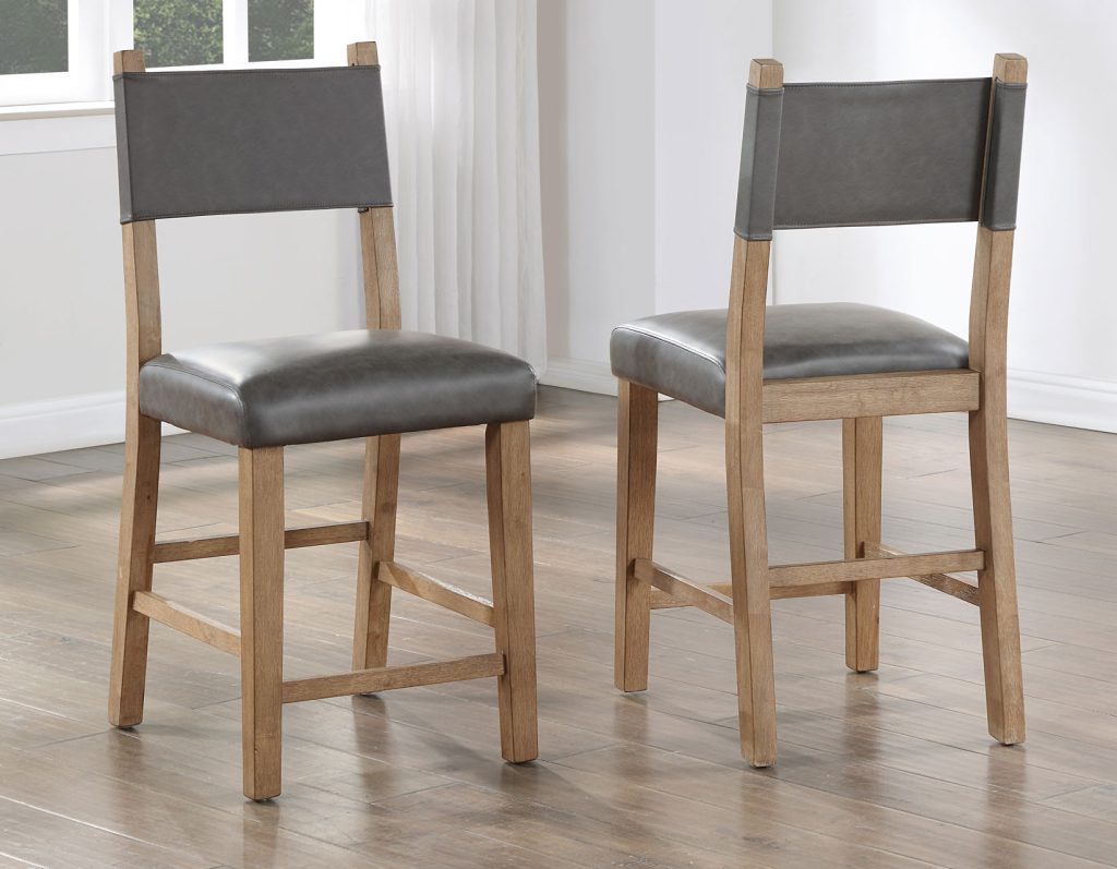 Audrey 24" Gray Vegan Leather Counter Stools (pr) -