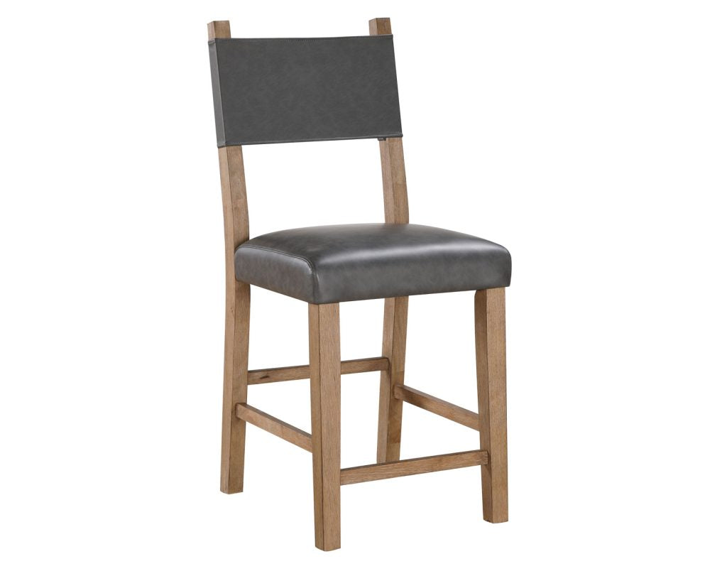 Audrey 24" Gray Vegan Leather Counter Stools (pr) -