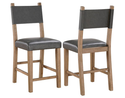 Audrey 24" Gray Vegan Leather Counter Stools (pr) -