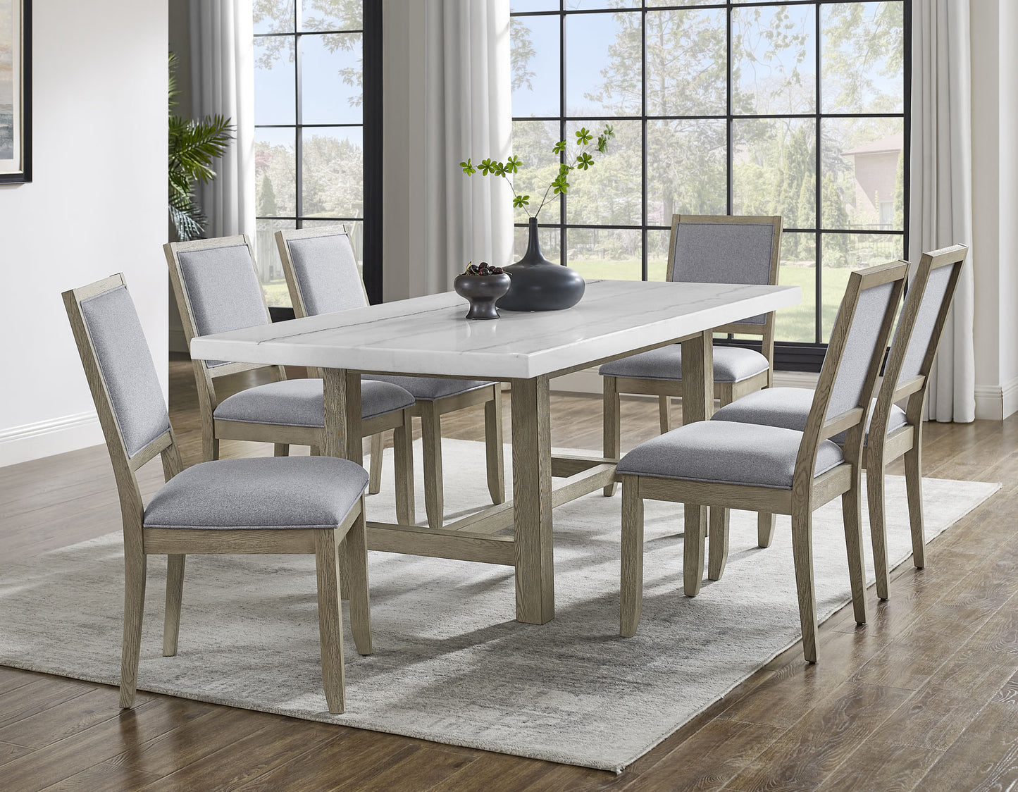 Carley Rectangle Marble Top Dining Table