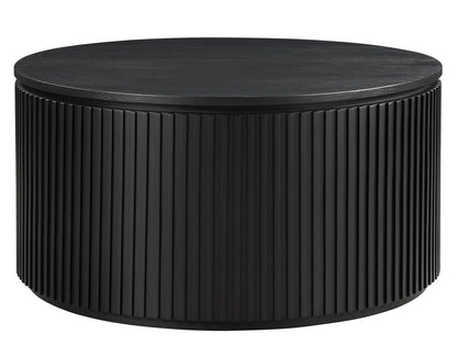 Calvin 36" Round White Black Coffee Table w/Casters -