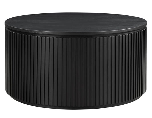 Calvin 36" Round White Black Coffee Table w/Casters -