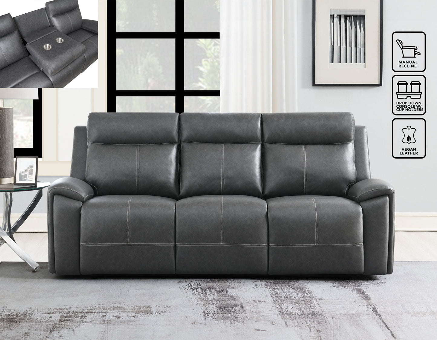 Gavin Reclining Sofa with Drop-Down Console