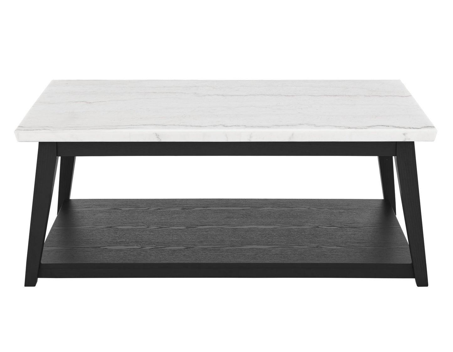 Vienna Black Base White Marble Top Coffee Table w/Casters -