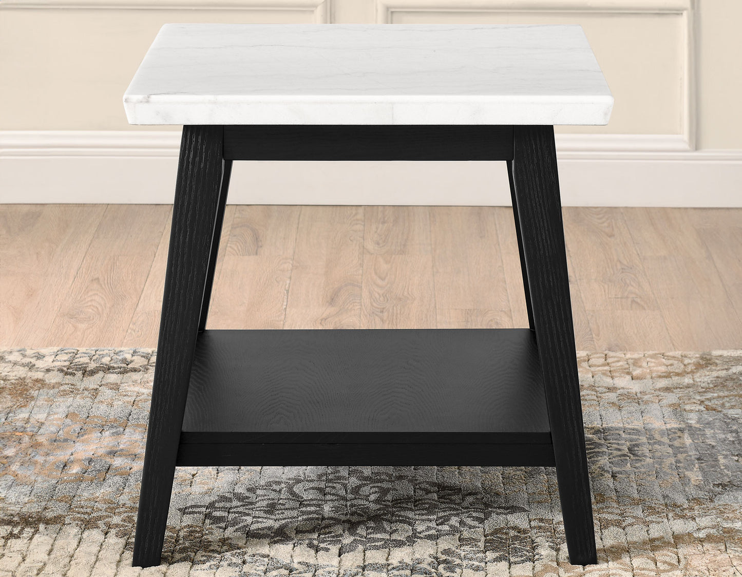 Vienna Black Base White Marble Top End Table