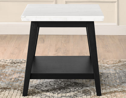 Vienna Black Base White Marble Top End Table -