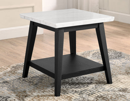 Vienna Black Base White Marble Top End Table