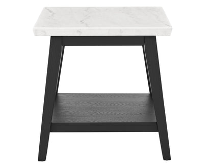 Vienna Black Base White Marble Top End Table -