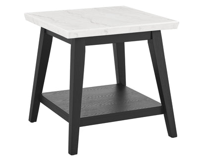 Vienna Black Base White Marble Top End Table -