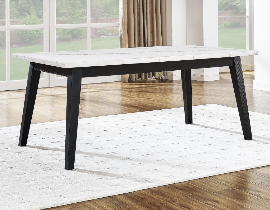 Vienna 72" Marble Top Black Dining Table -