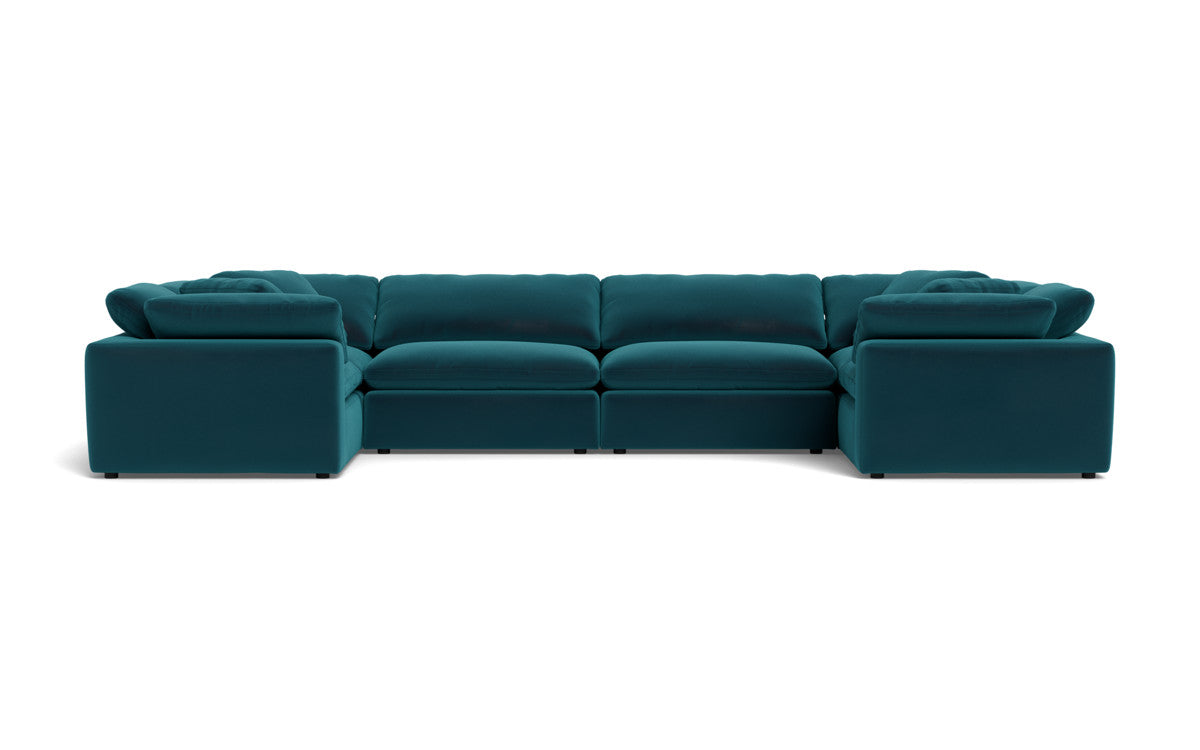 Fluffy 4 Corner U Sectional - Superb Peacock