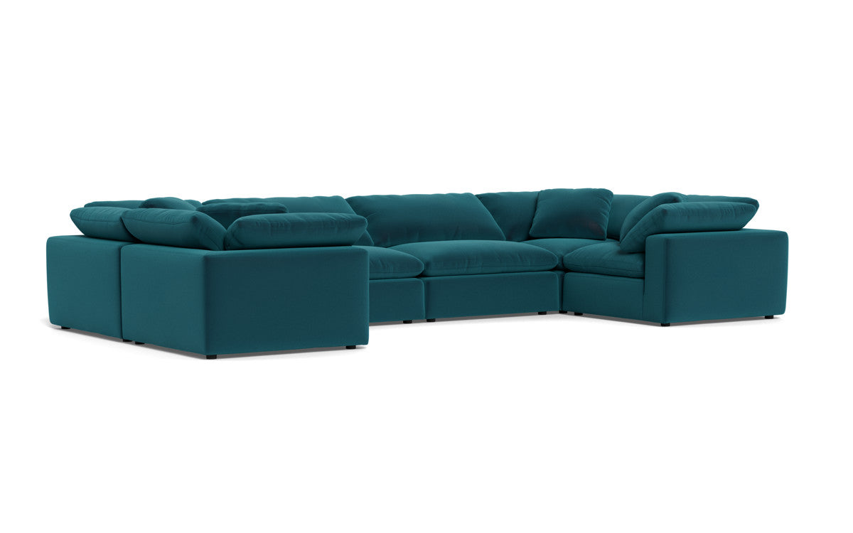 Fluffy 4 Corner U Sectional - Superb Peacock