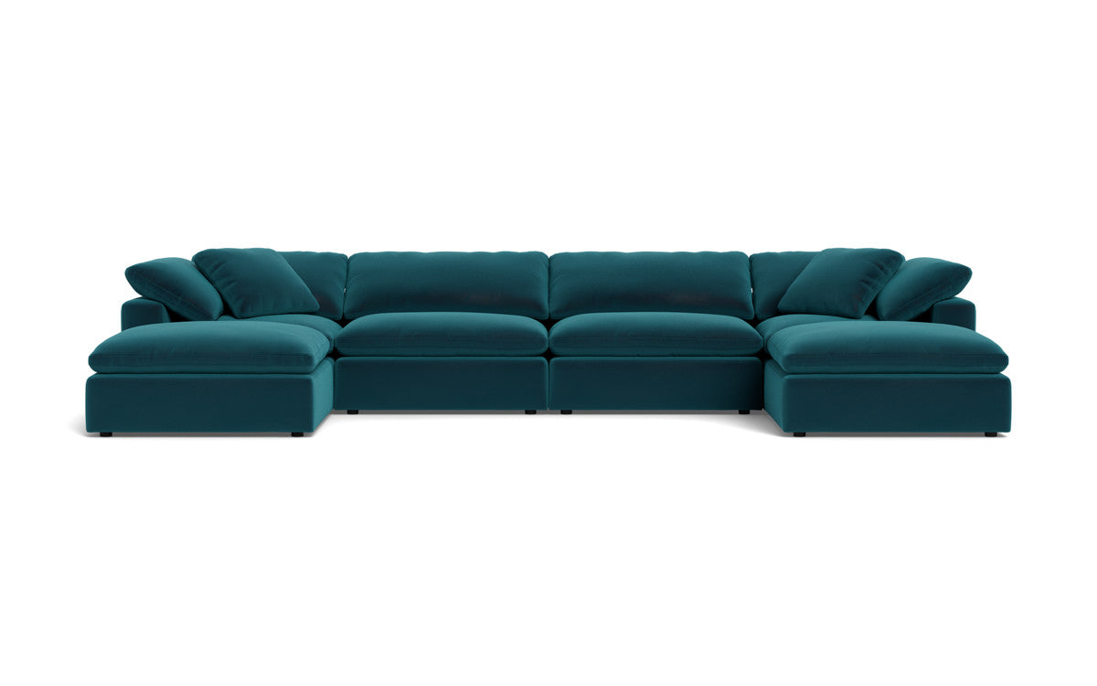 Fluffy 4 Piece Sectional W/Double Otto - Superb Peacock