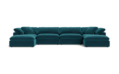 Fluffy 4 Piece Sectional W/Double Otto - Superb Peacock