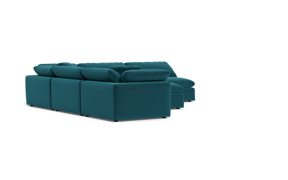 Fluffy 5 Piece Sectional W/Ottoman - Superb Peacock