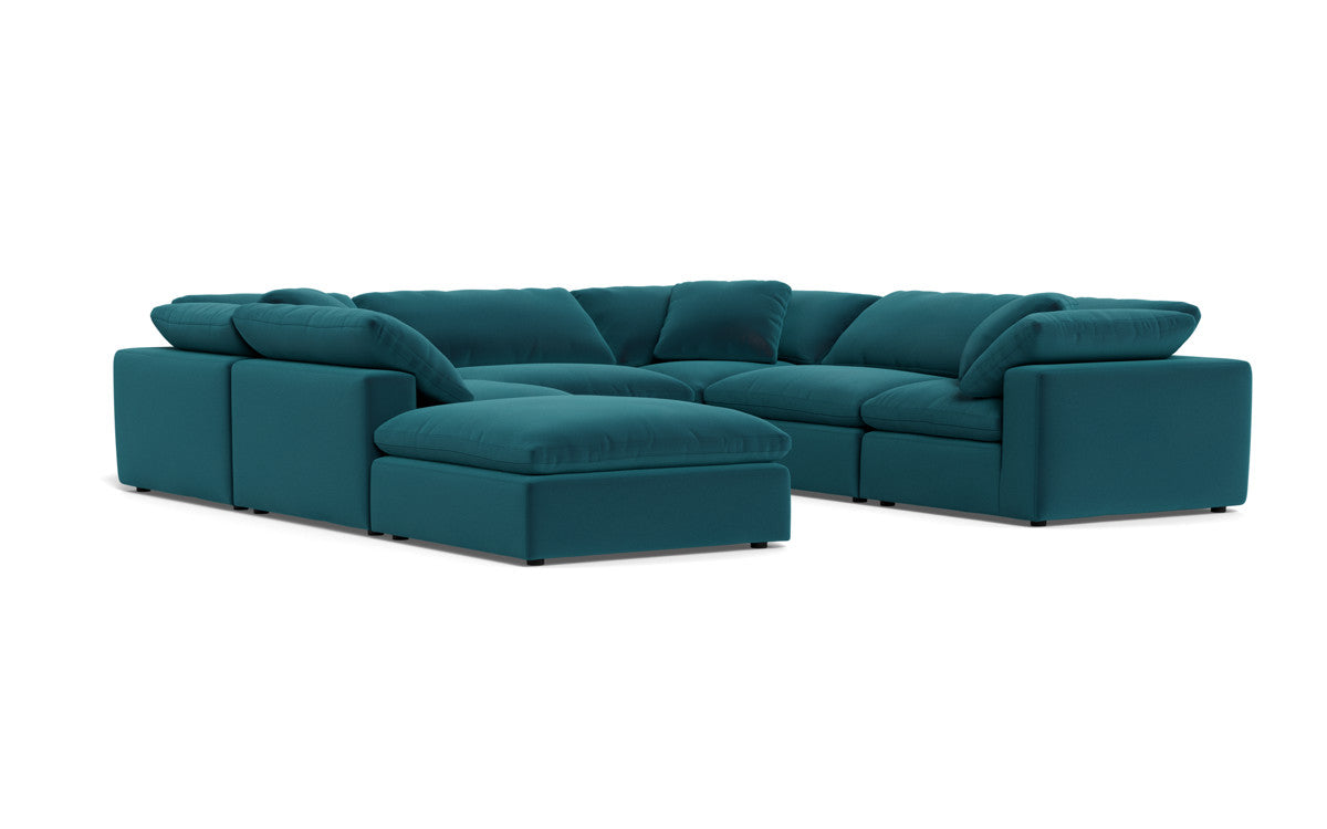 Fluffy 6 Piece Sectional W/Ottoman - Superb Peacock