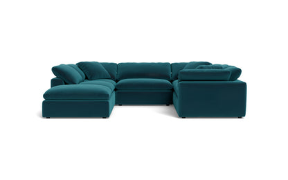 Fluffy 6 Piece Sectional W/Ottoman - Superb Peacock