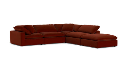 Fluffy 4 Piece Sectional w/Otto - Superb Rust