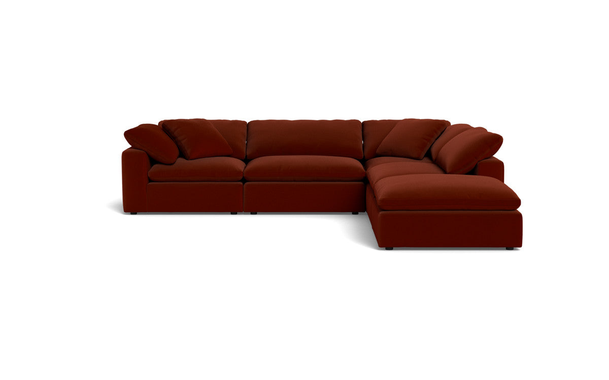 Fluffy 4 Piece Sectional w/Otto - Superb Rust