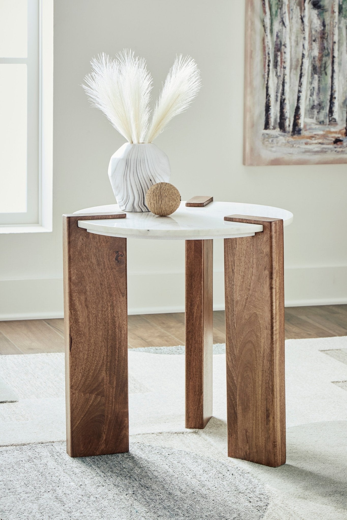 Isabelle Round Marble Top End Table