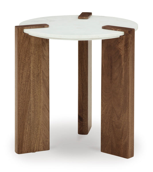 Isabelle Round Marble Top End Table