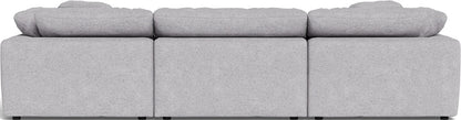 Fluffy 3 Piece Sofa W/Double Ottoman - Travis Pewter