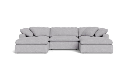 Fluffy 3 Piece Sofa W/Double Ottoman - Travis Pewter