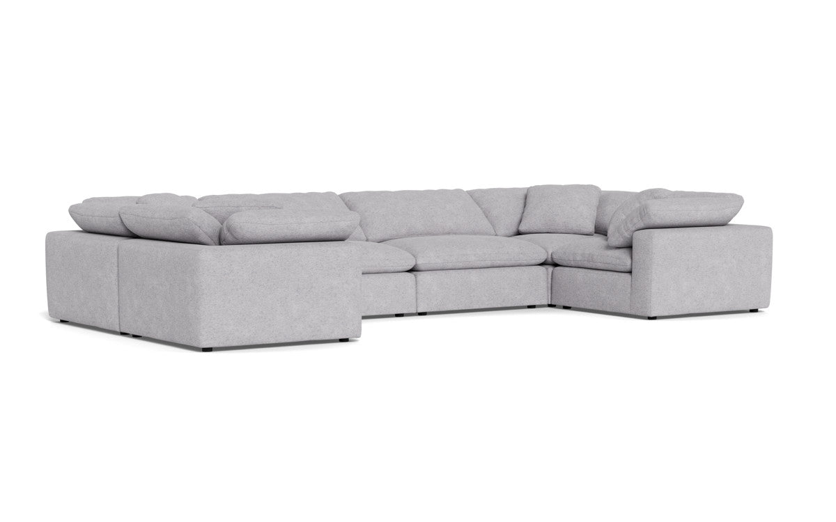 Fluffy 4 Corner U Sectional - Travis Pewter