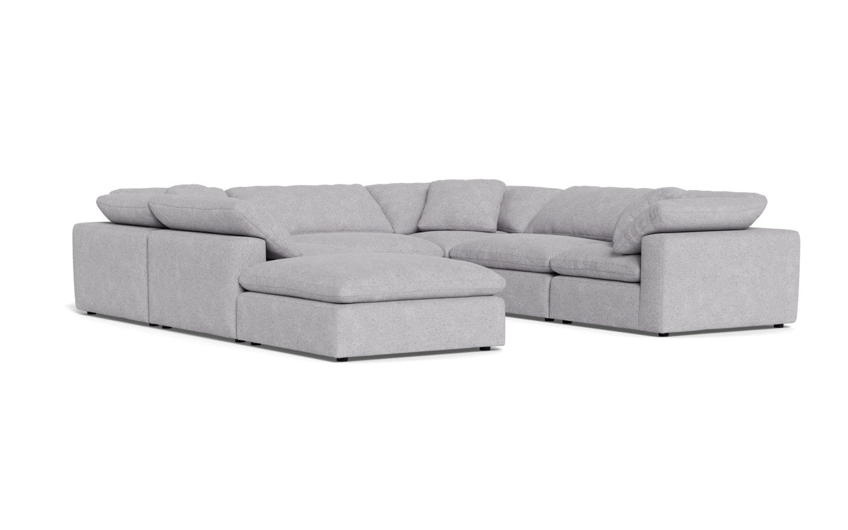 Fluffy 6 Piece Sectional W/Ottoman - Travis Pewter