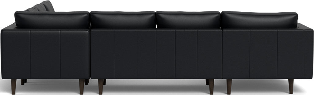 Ladybird 133" Leather Corner Sectionals w. Left Chaise - Tribeca Black