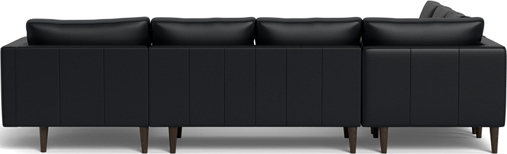 Ladybird 133" Leather Corner Sectionals w. Right Chaise - Tribeca Black