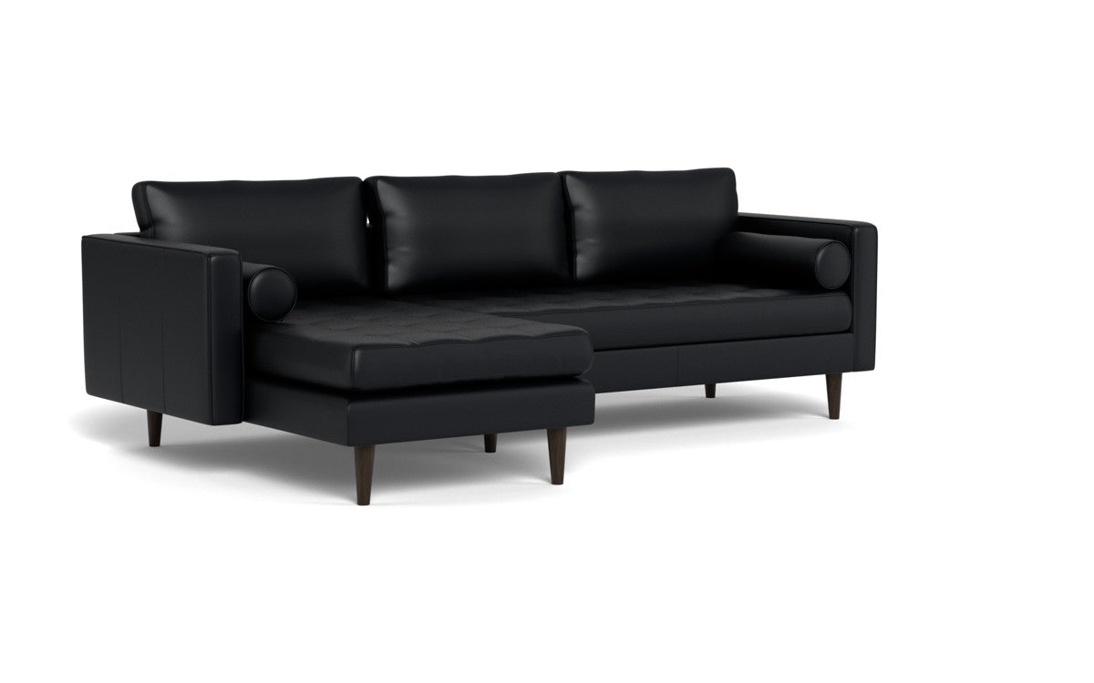 Ladybird 102" Leather Left Chaise Sectional - Tribeca Black