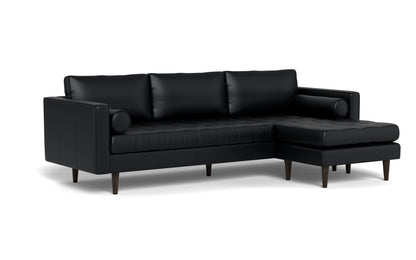 Ladybird 104" Leather Reversible Sofa Chaise - Tribeca Black