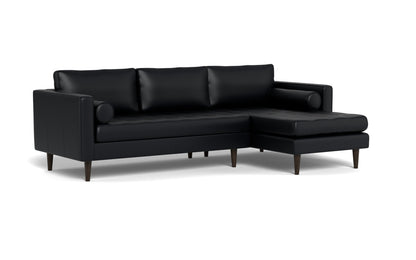 Ladybird 102" Leather Right Chaise Sectional - Tribeca Black