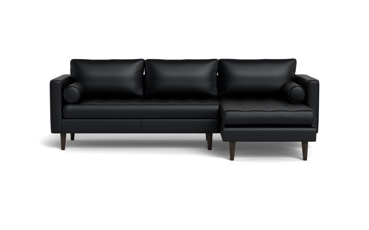 Ladybird 102" Leather Right Chaise Sectional - Tribeca Black