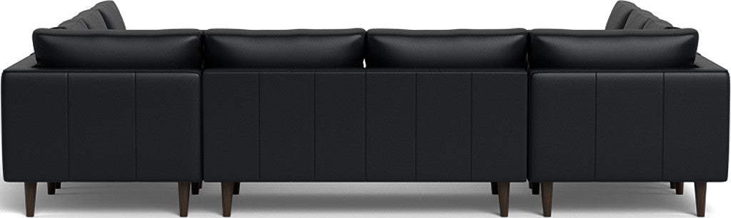 Ladybird 134" Leather U Sectional - Tribeca Black