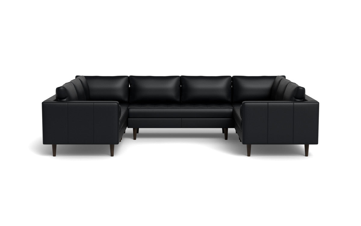 Ladybird 134" Leather U Sectional - Tribeca Black