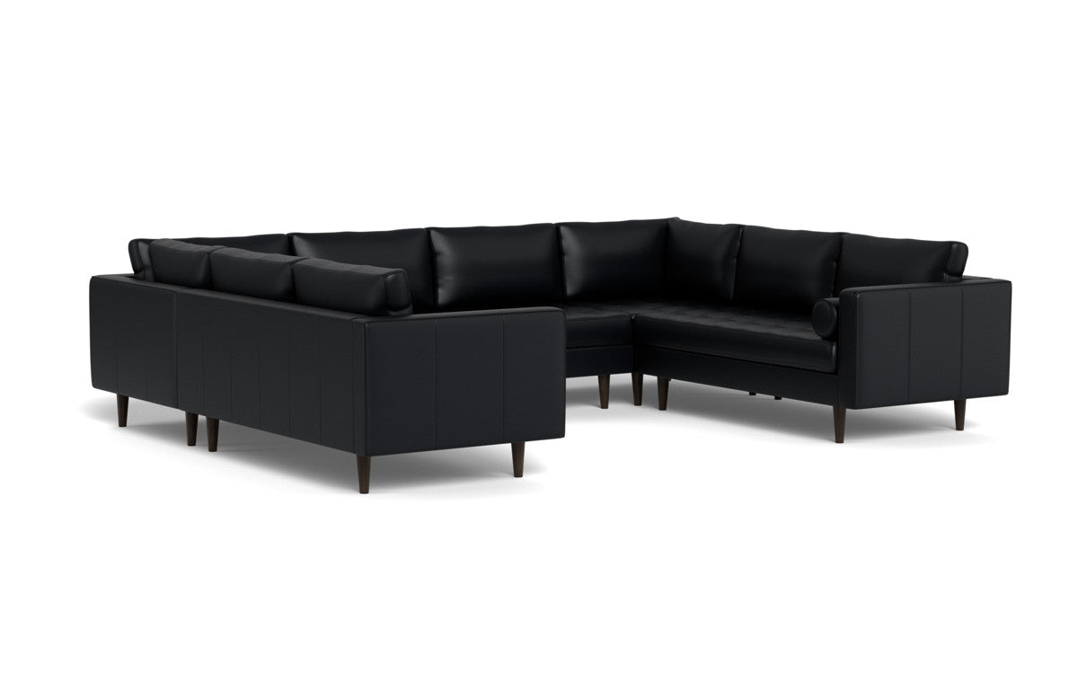 Ladybird 134" Leather U Sectional - Tribeca Black