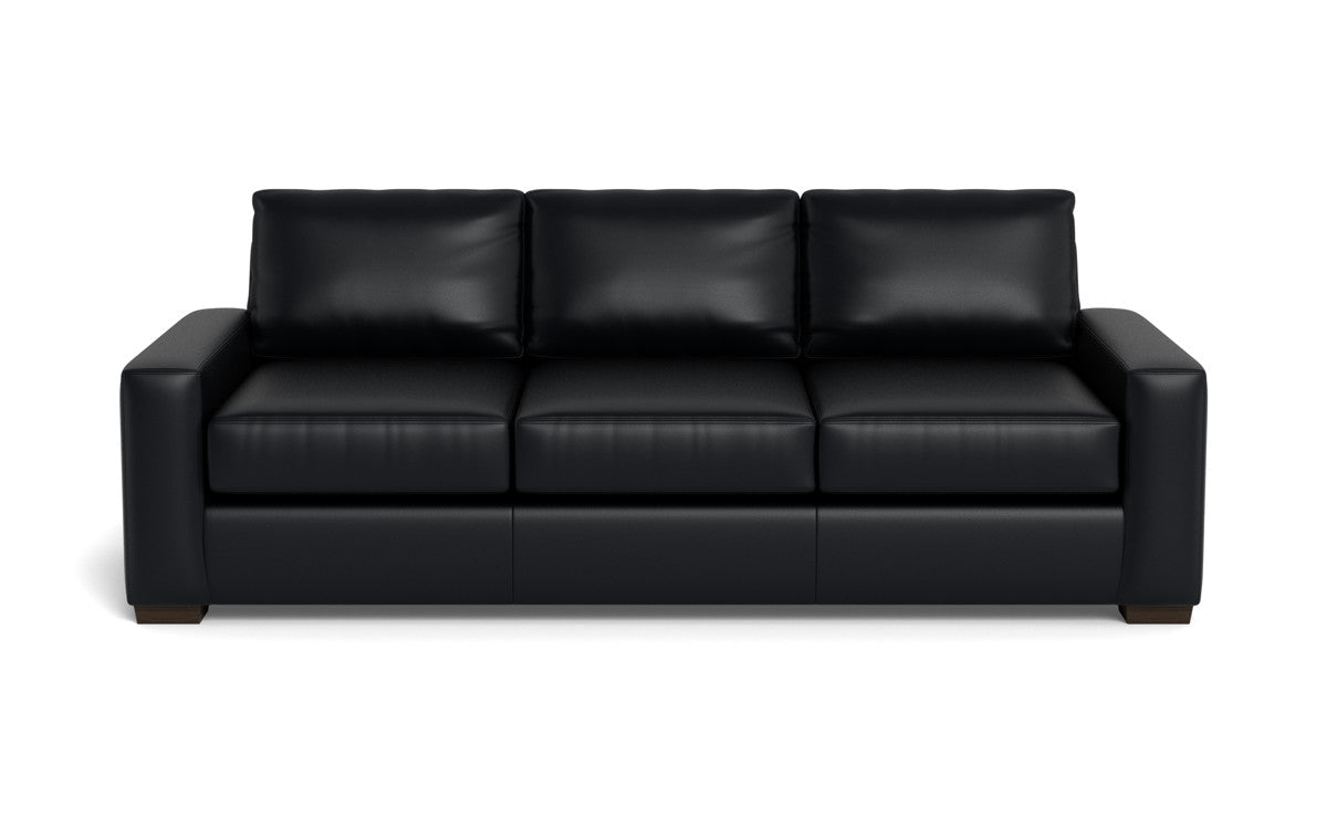 Mas Mesa 101" Deep Leather Estate Sofa - Tribeca Black