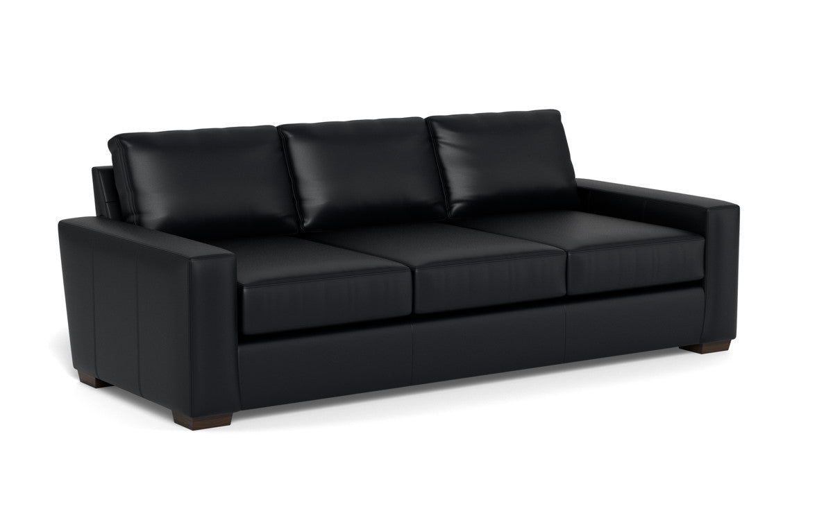 Mas Mesa 101" Deep Leather Estate Sofa - Tribeca Black