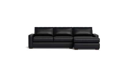 Mas Mesa 123" Deep Leather Right Chaise Sectional - Tribeca Black